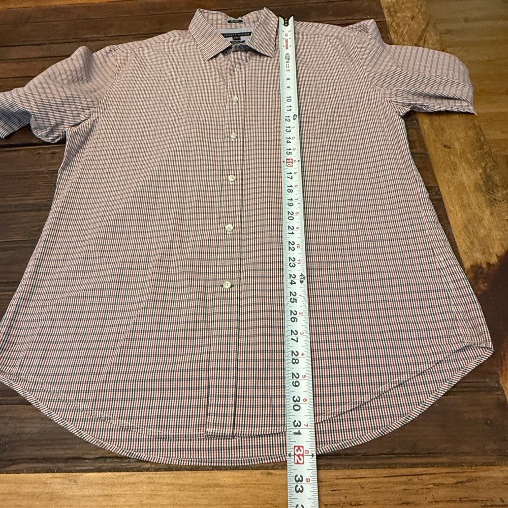 Tommy Hilfiger Mens XL Custom Fit Tattersall Check Shirt Red White Blue 80s 2Ply - Picture 5 of 8